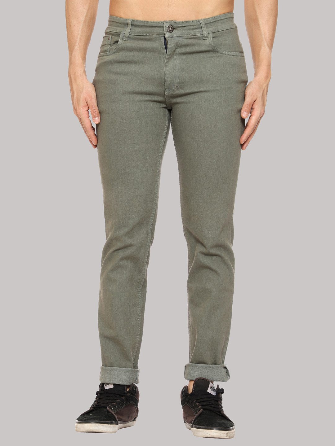 

Jb Just BLACK Men Mid-Rise Urban Slim Acid Wash Stretchable Jeans, Olive