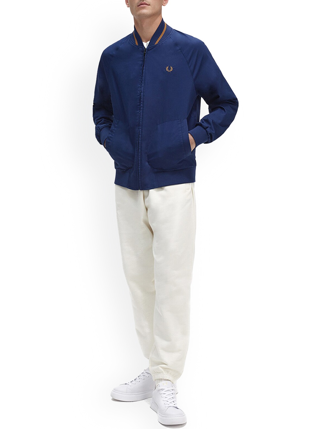 

Fred Perry Mock Collar Cotton Bomber Jacket, Navy blue