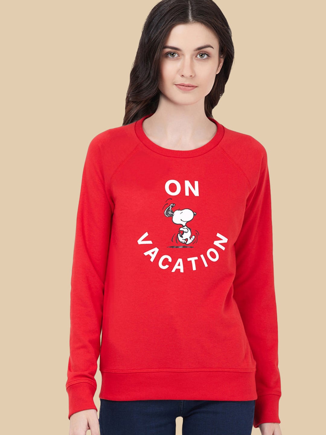 

Free Authority Graphic Peanuts Printed Cotton Sweatshirts, Red