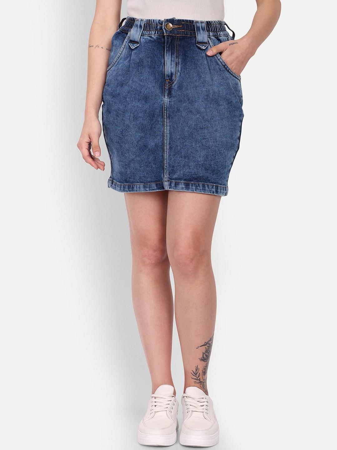 

Roadster Vintage Blue Pencil Denim Kiara Skirt