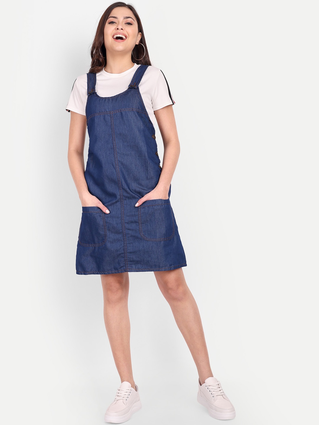 Roadster Blue Cotton Slim-Fit Denim Alexa Dungaree