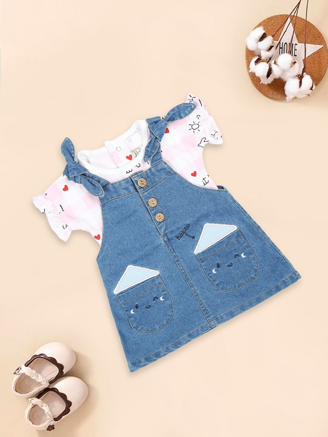 

MeeMee Girls Embroidered Pinafore Dress, Blue