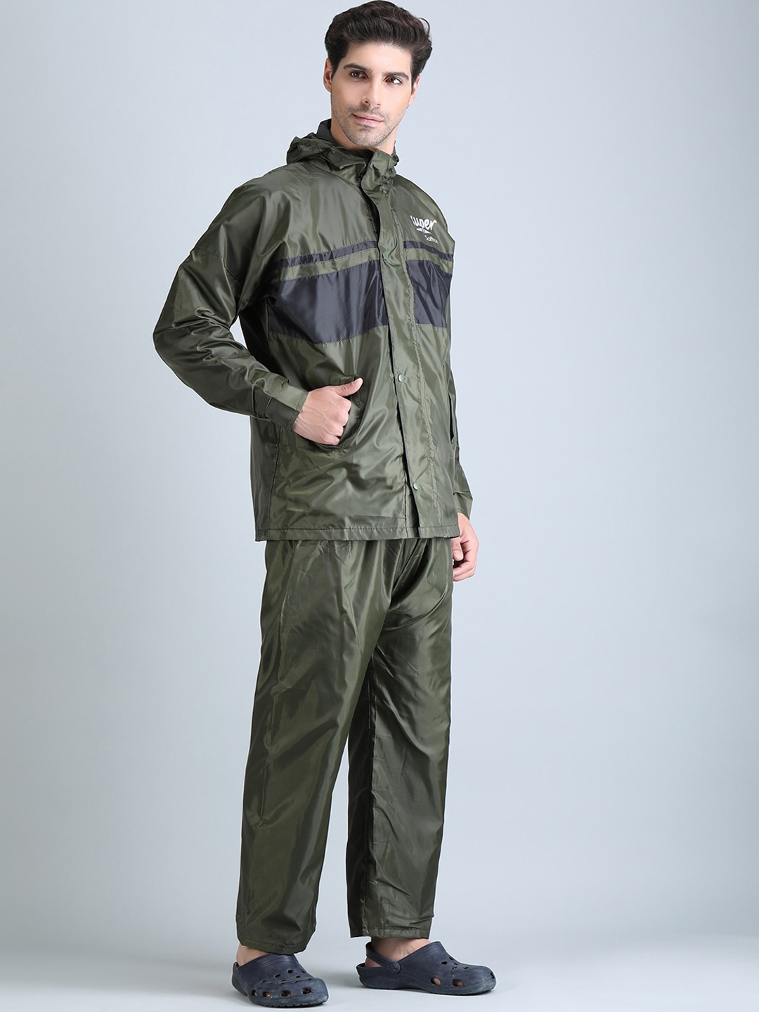

Super Reversible & Waterproof Hooded Rainsuit, Green