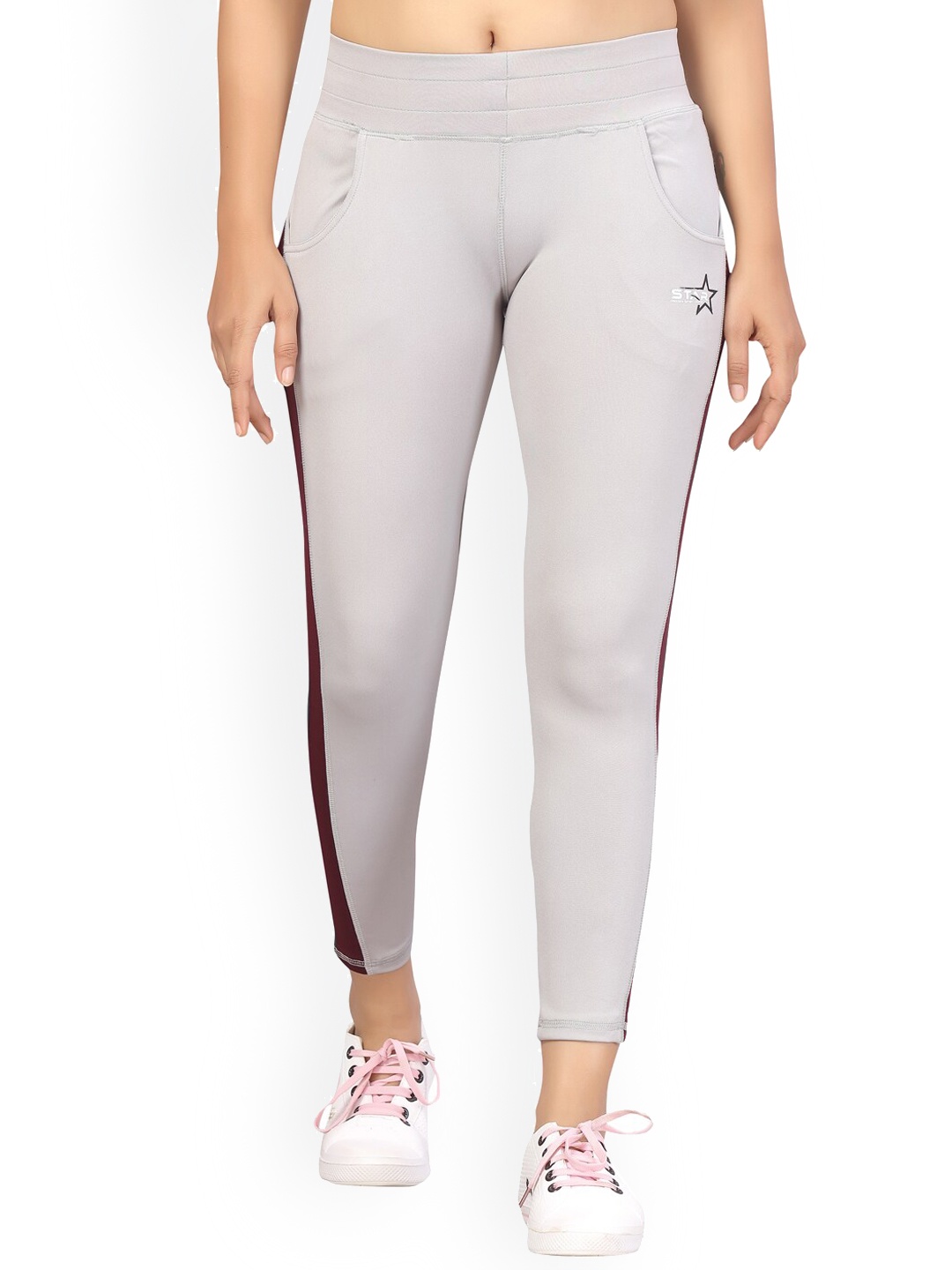 

BAESD Women Side Striped Rapid-Dry Training or Gym Tights, Cream