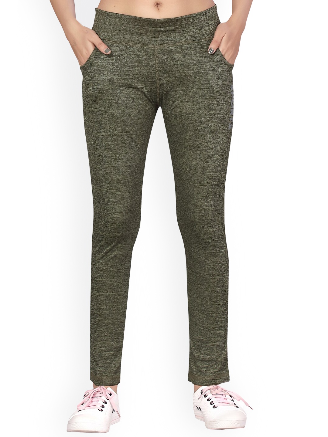 

BAESD Women Self Design Dry Fit Track Pants, Green