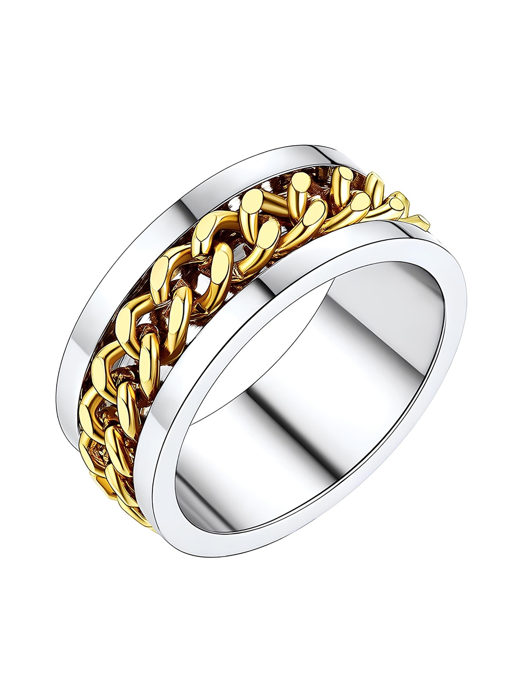 

KARISHMA KREATIONS Unisex Matte Finish Rotating Spinner Finger Ring, Silver