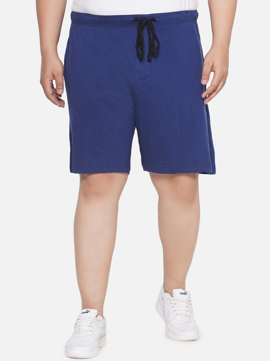 

Santonio Plus Size Men Mid Rise Cotton Shorts, Navy blue