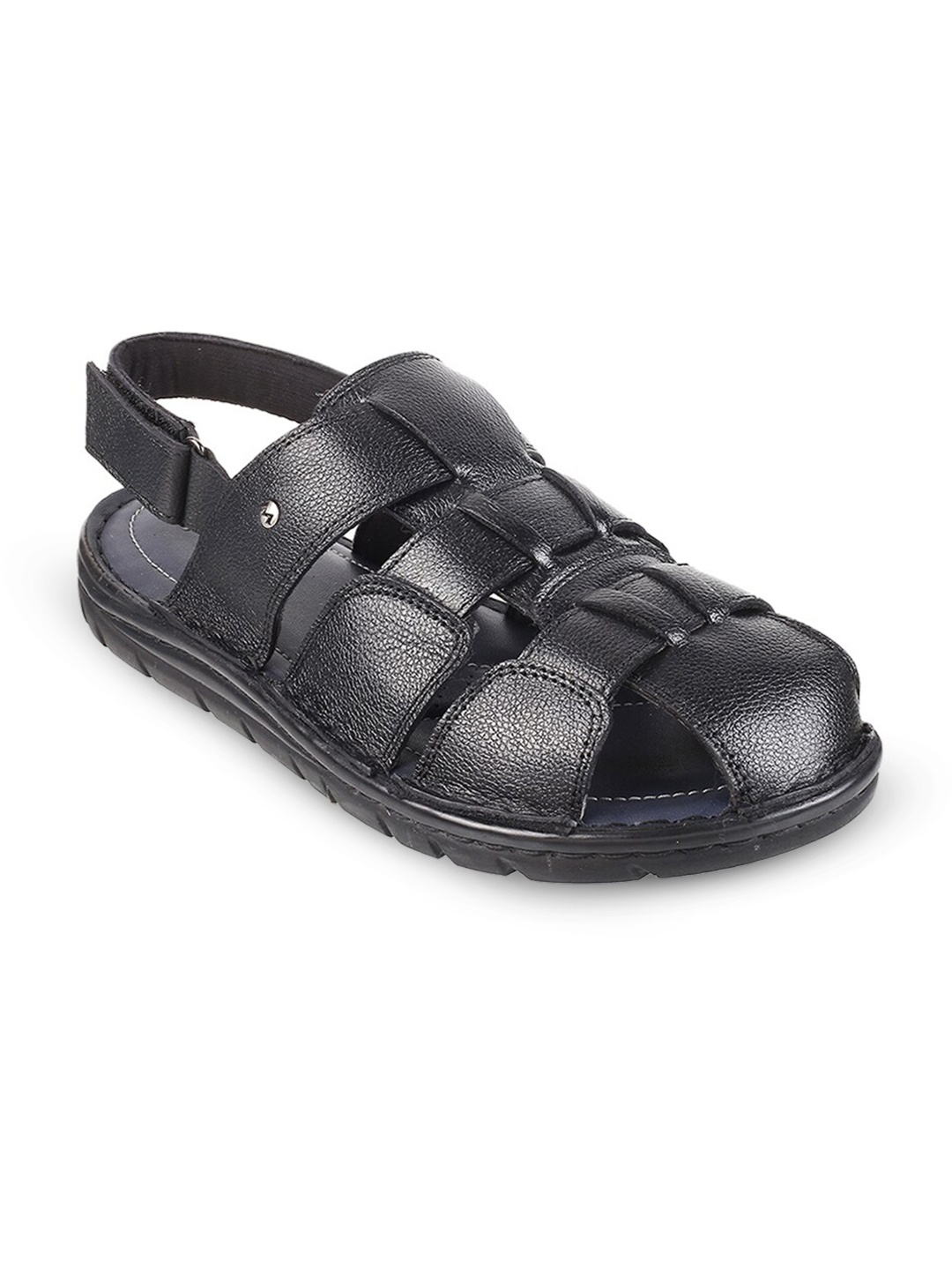 

Metro Men Leather Fisherman Sandals, Black