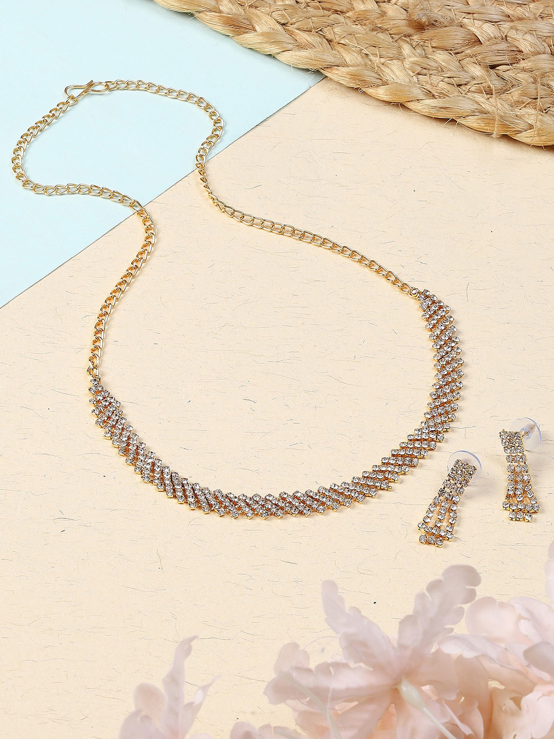 

PRIVIU Gold-Plated AD-Studded Jewellery Set