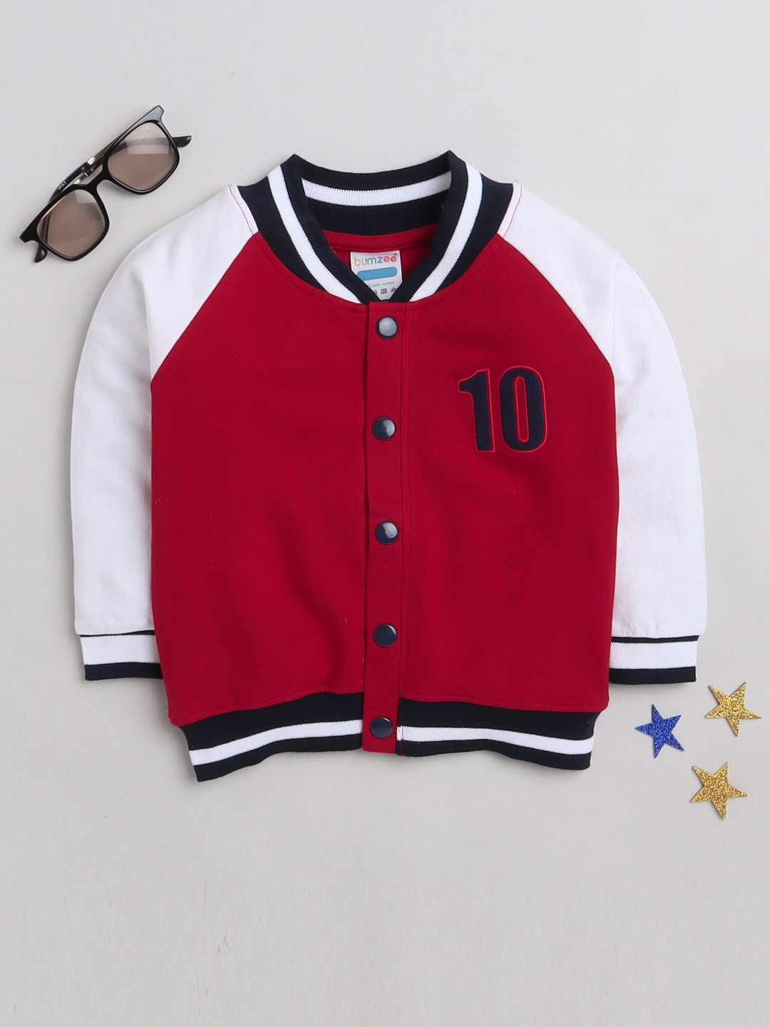 

BUMZEE Infant Boys Cotton Lightweight Varsity Jacket, Red