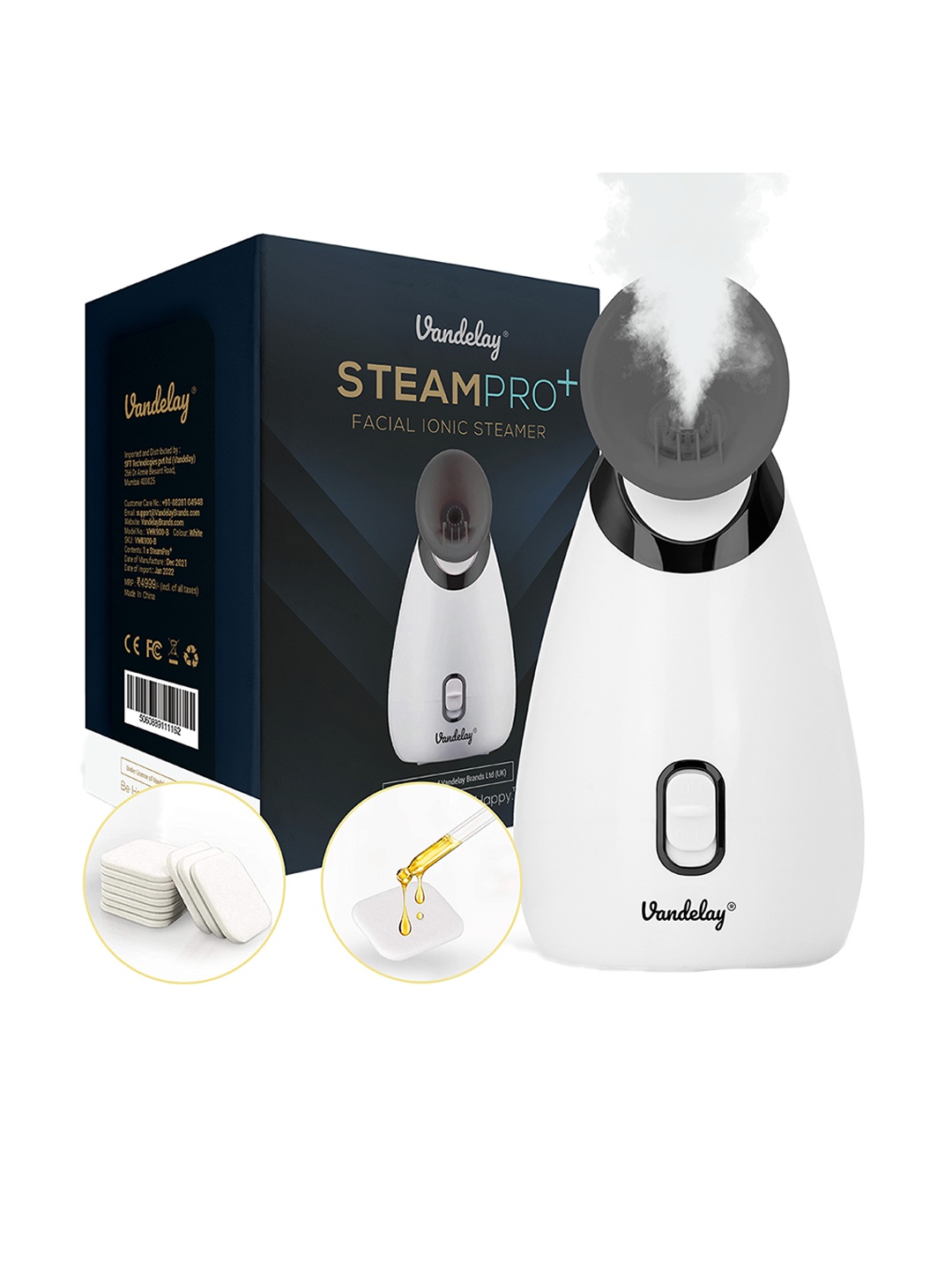 

Vandelay Facial Steamer Steam Pro+ - For Cough, Cold, Beauty & Sinus, White