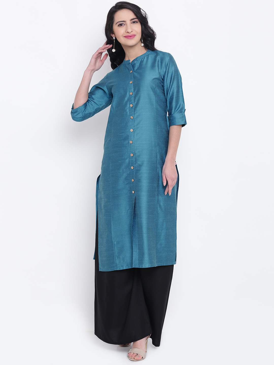 

Shree Women Blue Solid Straight Kurta, Turquoise blue