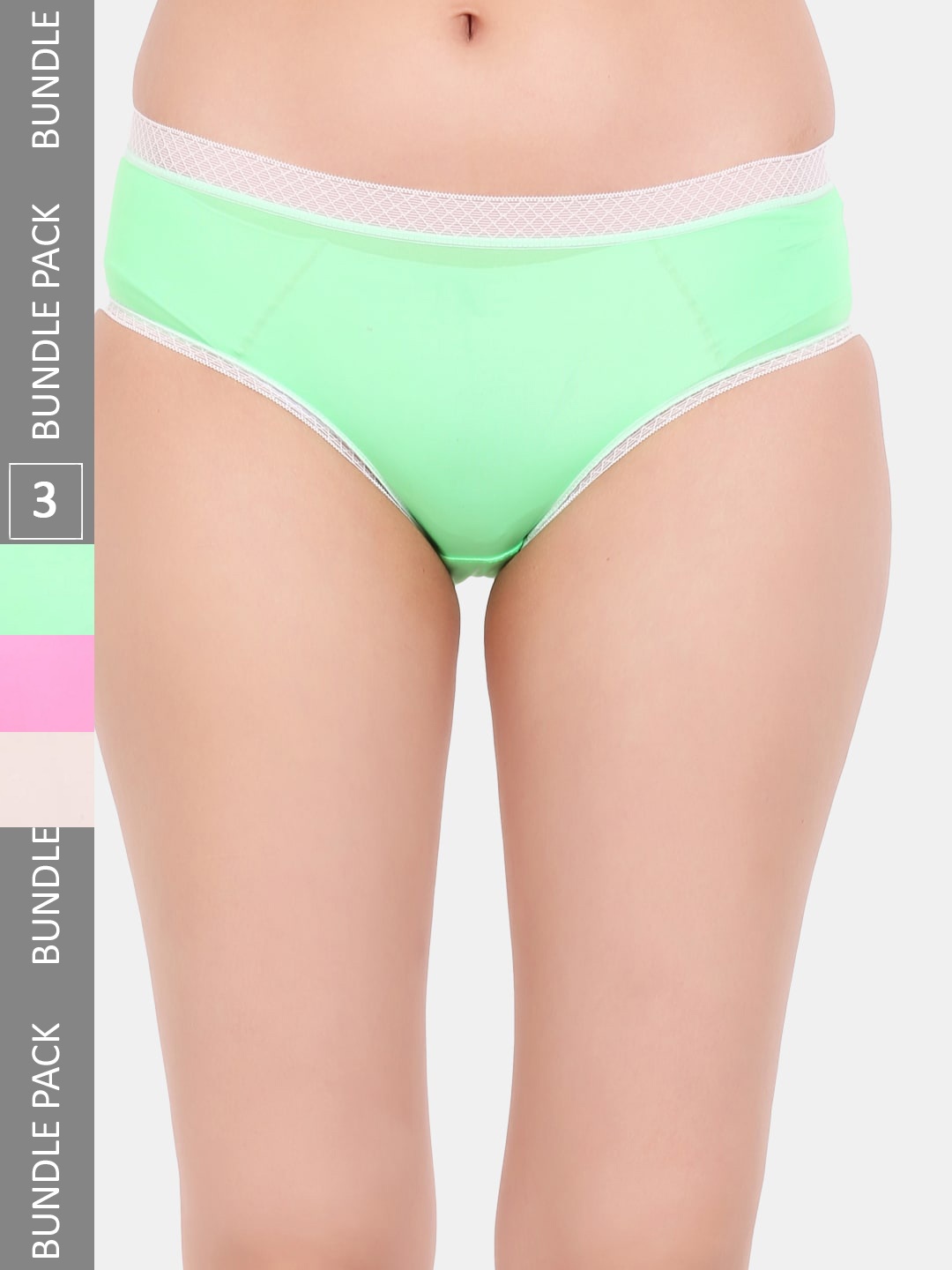 Amour Secret Women Pack Of 3 Laced Hipster Briefs, Green