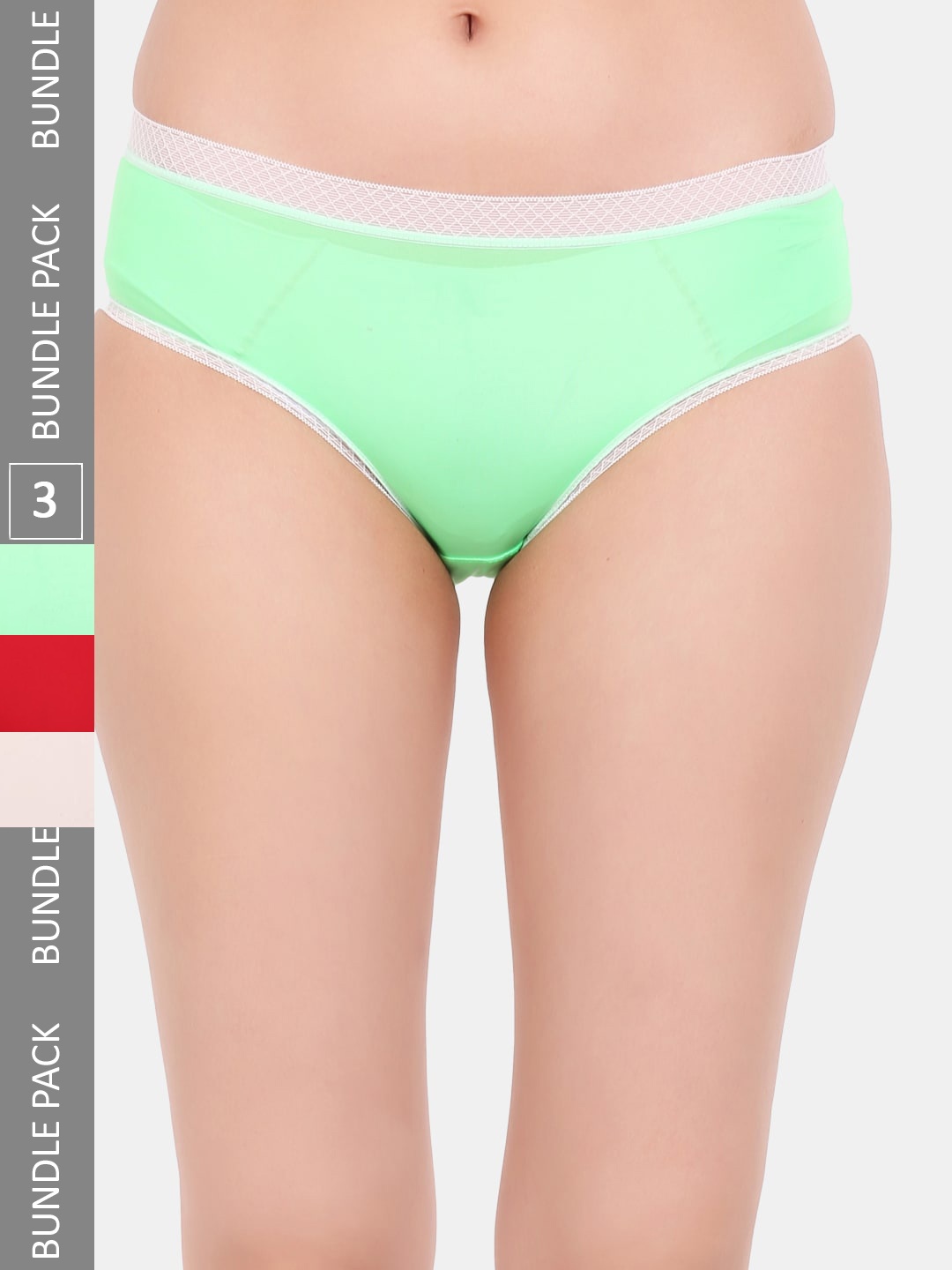 

Amour Secret Women Pack Of 3 Laced Hipster Briefs, Green