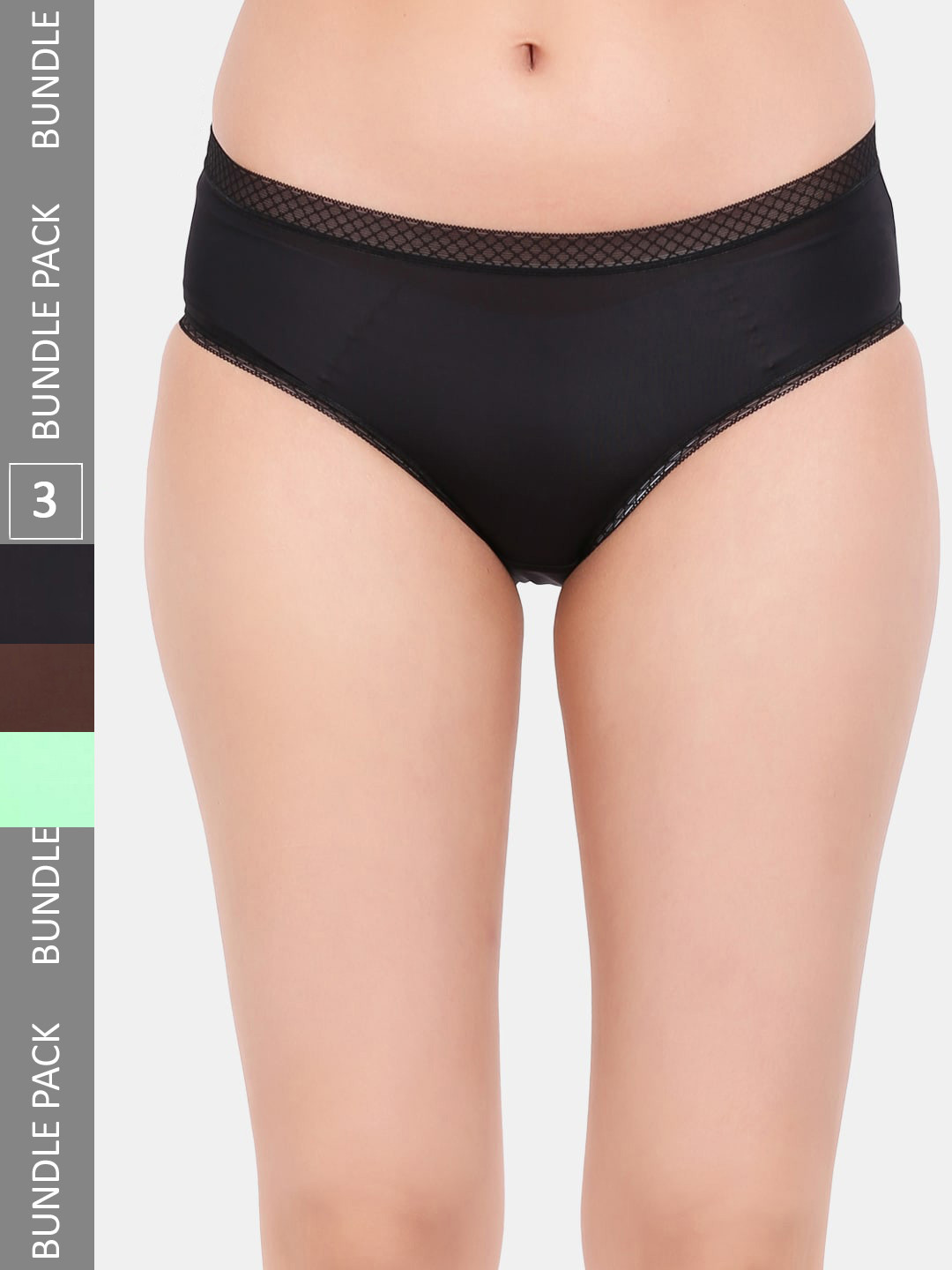 

Amour Secret Pack Of 3 Leak Proof Bikini Briefs P205_Blk_Bwn_Grn, Black
