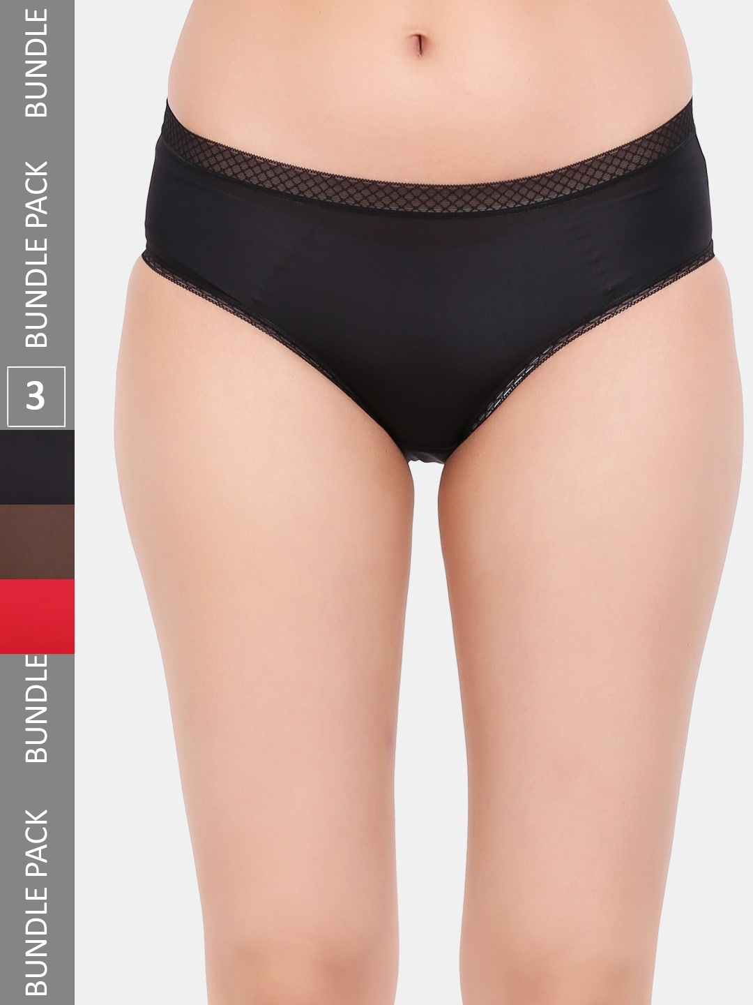 

Amour Secret Women Pack Of 3 Leak Proof Hipster Briefs, Black