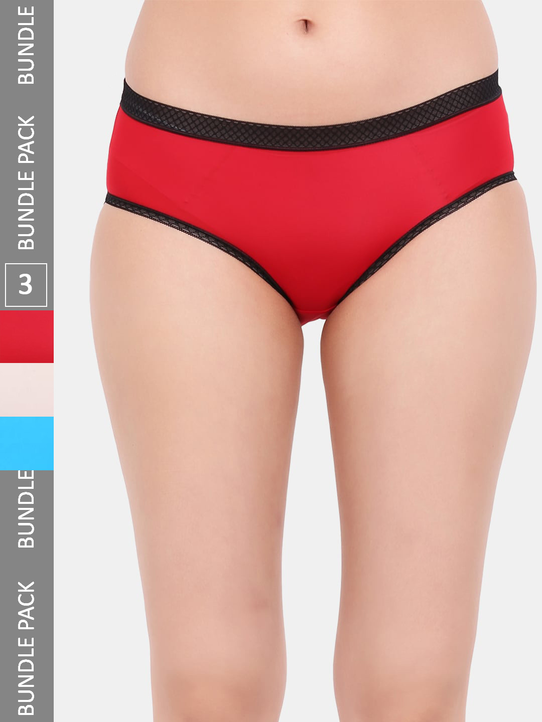 

Amour Secret Women Pack Of 3 Mid Rise Leakproof Hipster Briefs, Red