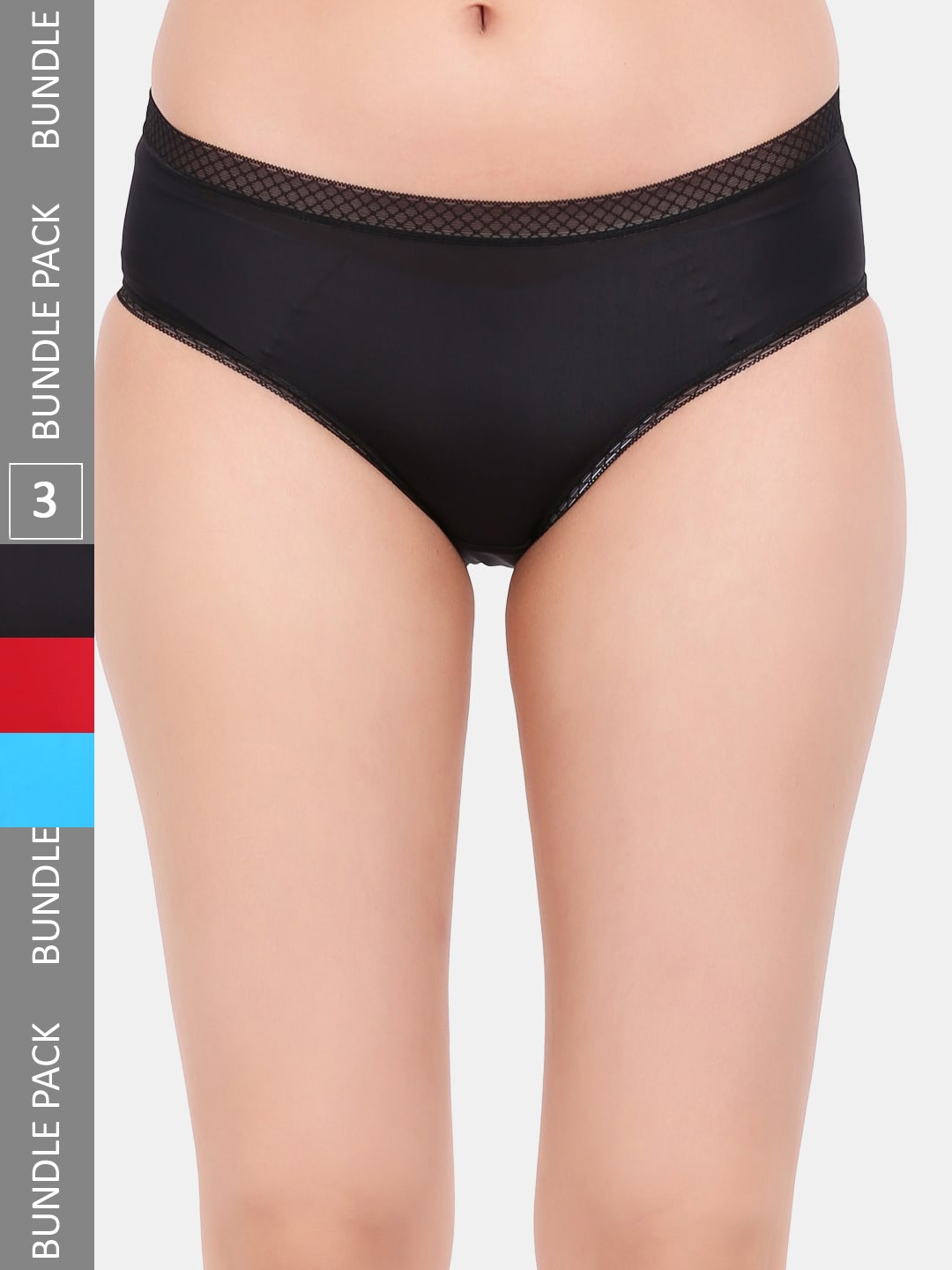 

Amour Secret Pack Of 3 Mid-Rise Leak Proof Hipster Cotton Briefs, Black