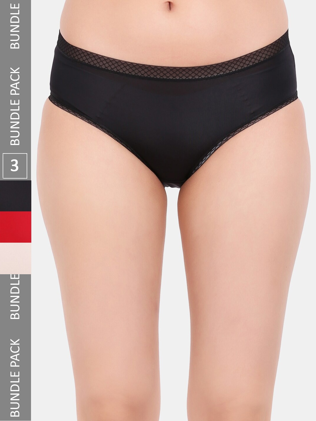 

Amour Secret Pack Of 3 Leak-Proof Mid-Rise Hipster Briefs, Black