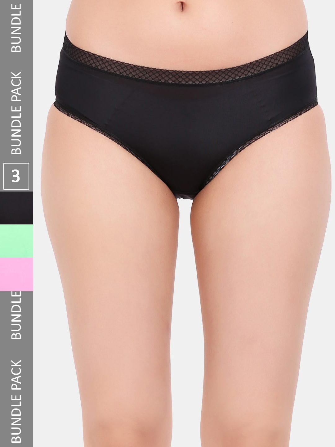 

Amour Secret Pack Of 3 Leak Proof Mid-Rise Hipster Briefs, Black