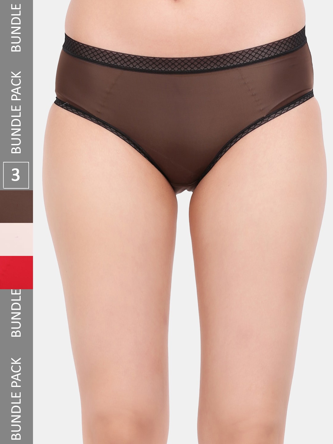 

Amour Secret Pack Of 3 Leak Proof Mid-Rise Hipster Briefs, Brown
