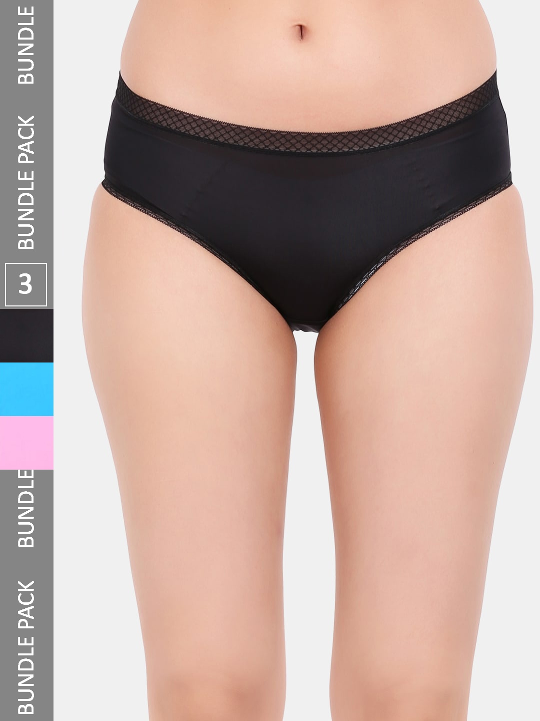

Amour Secret Women Pack Of 3 Leakproof Mid Rise Hipster Briefs, Black