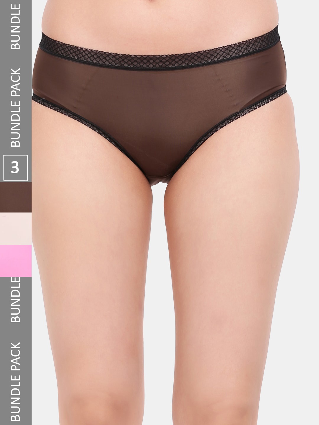 

Amour Secret Women Pack Of 3 Mid-Rise Leakproof Hipster Briefs, Brown