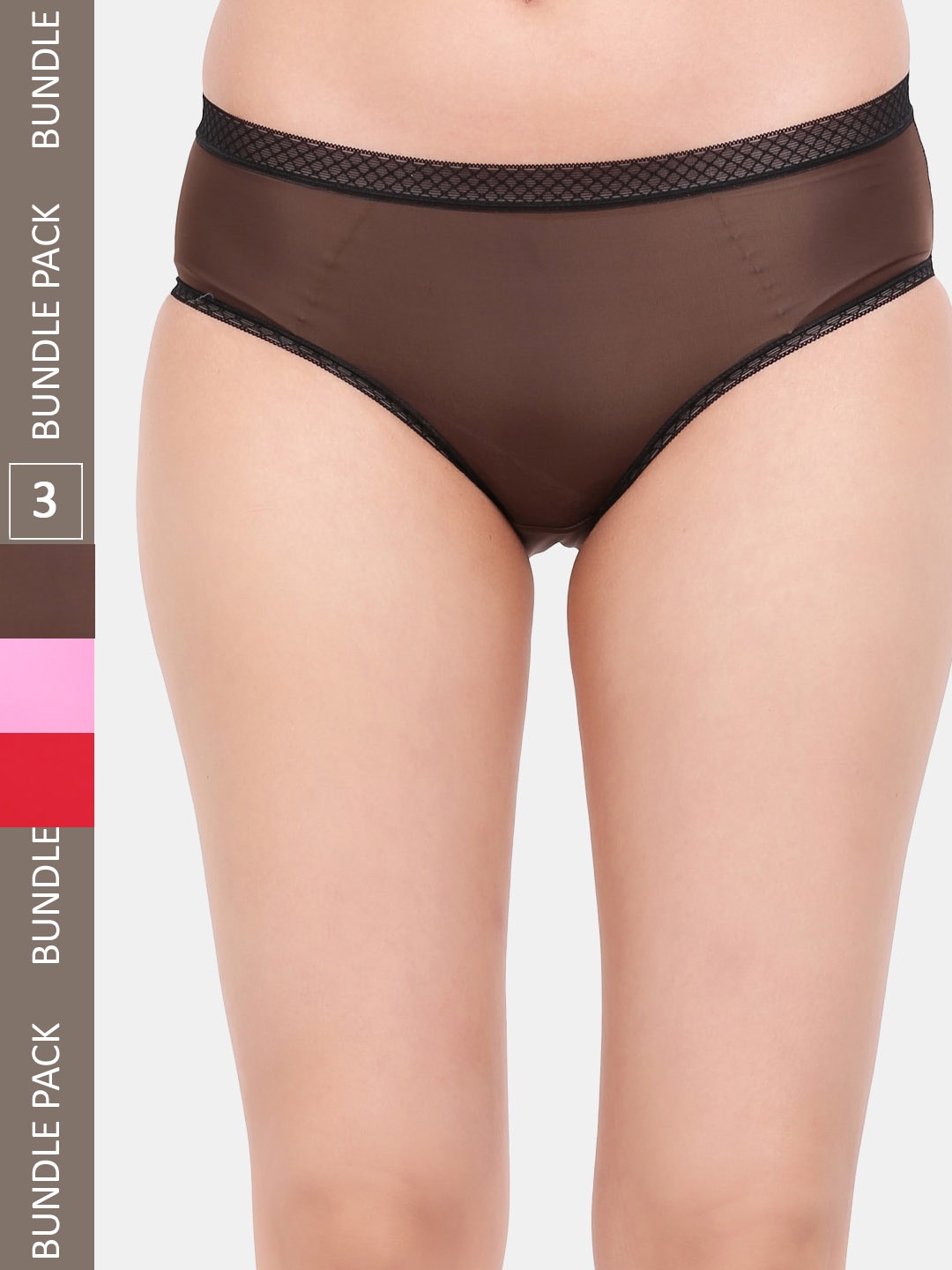 

Amour Secret Women Pack of 3 Hipster Briefs, Brown