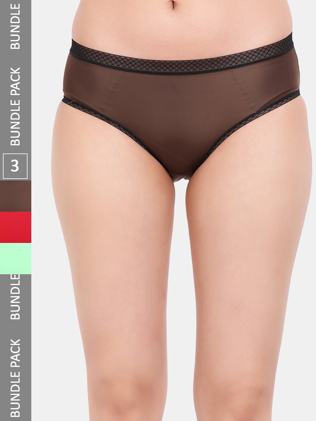 

Amour Secret Pack Of 3 Leak-Proof Mid-Rise Hipster Briefs, Brown