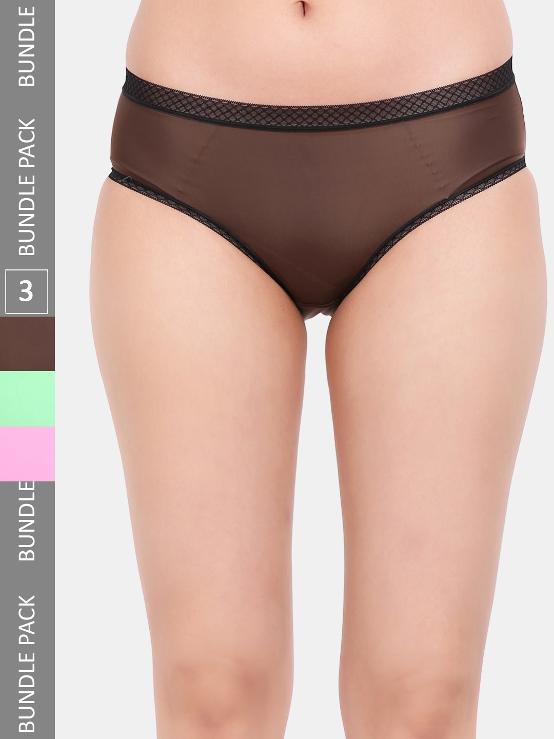 

Amour Secret Pack Of 3 Leak-Proof Mid-Rise Hipster Briefs, Green