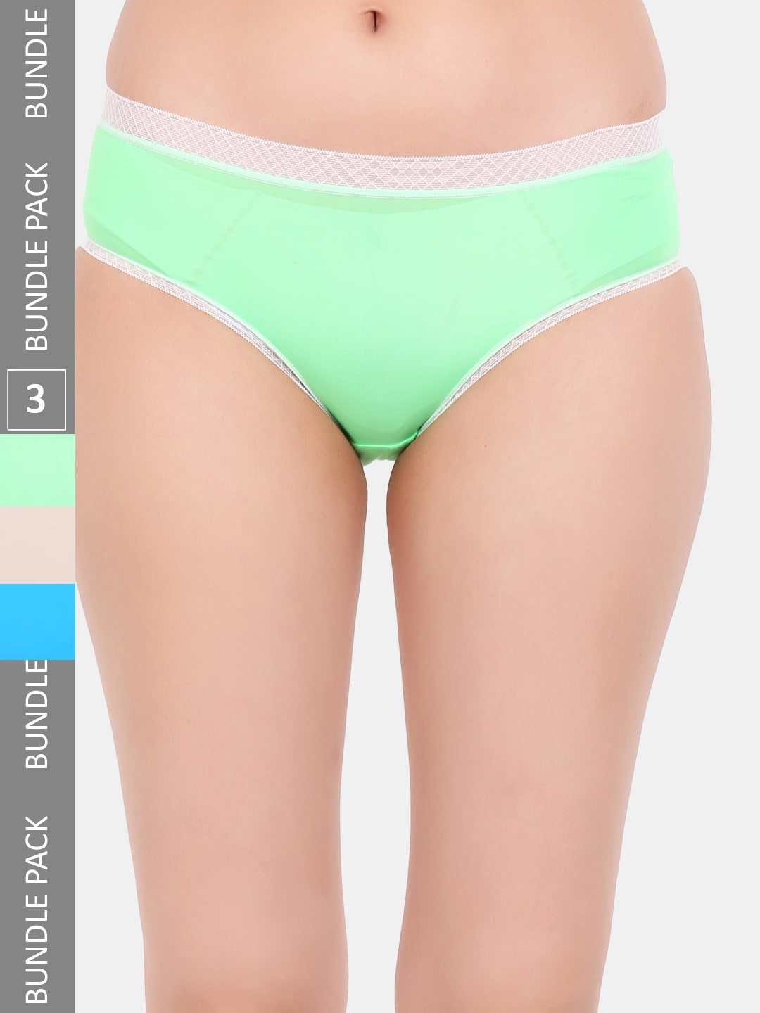 

Amour Secret Women Pack Of 3 Double Layered Cotton Mid-Rise Hipster Briefs, Beige