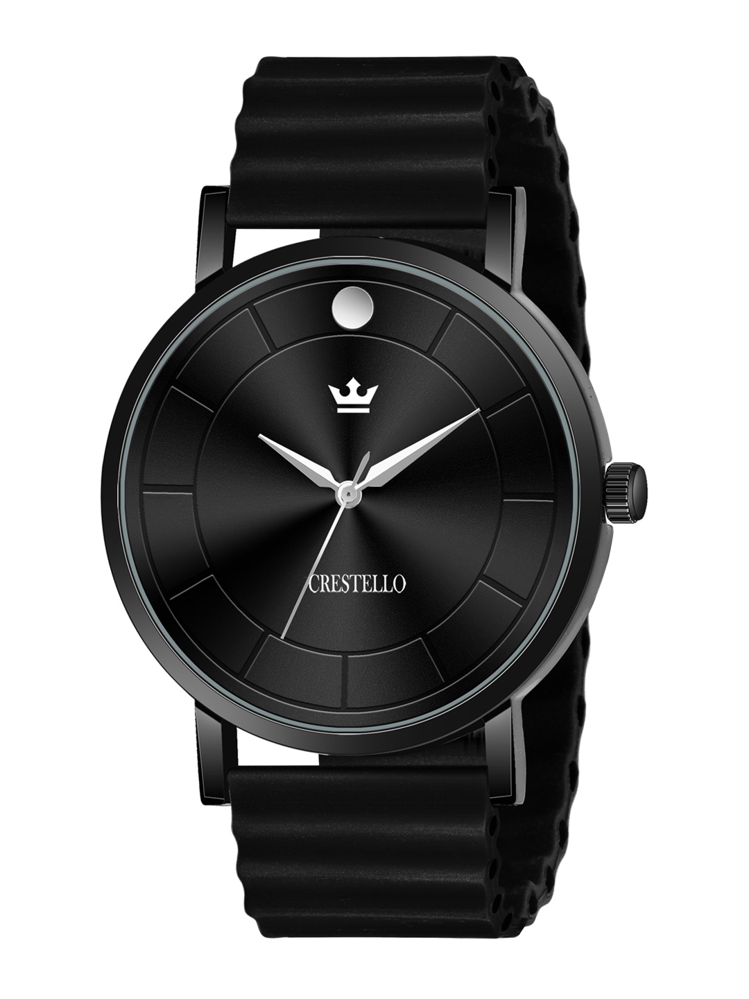 CRESTELLO Men Brass Dial & Straps Analogue Multi Function Watch CR-BLK028SLC-BLK, Black