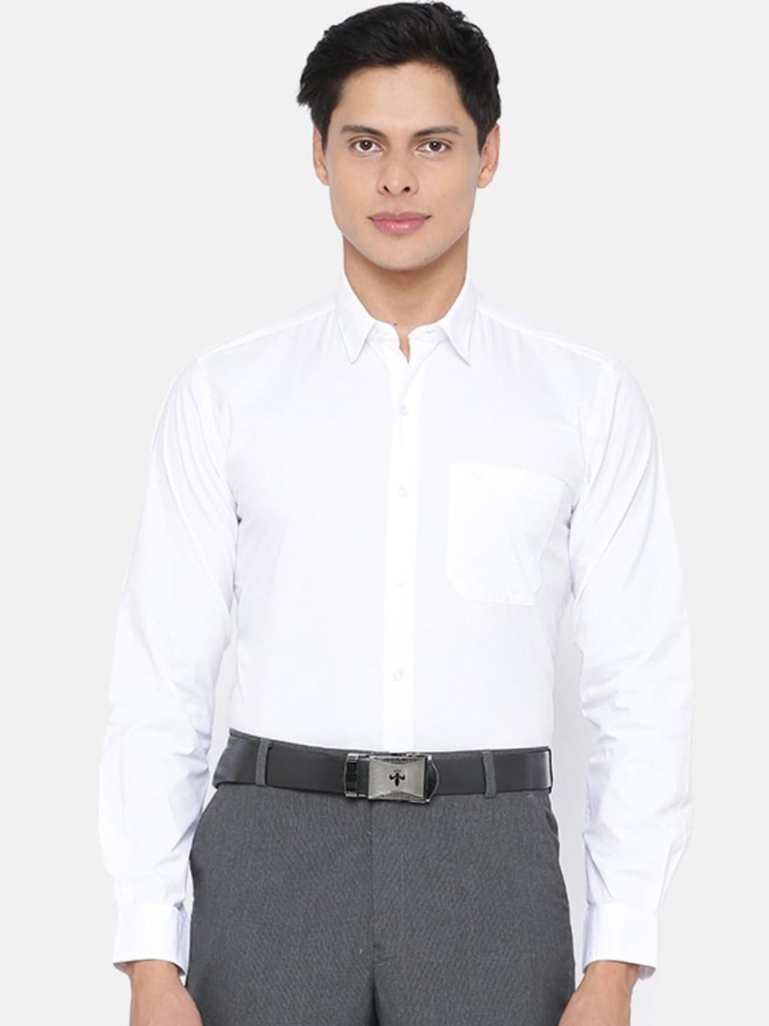 

Ramraj Spread Collar Long Sleeves Pure Cotton Formal Shirt, White