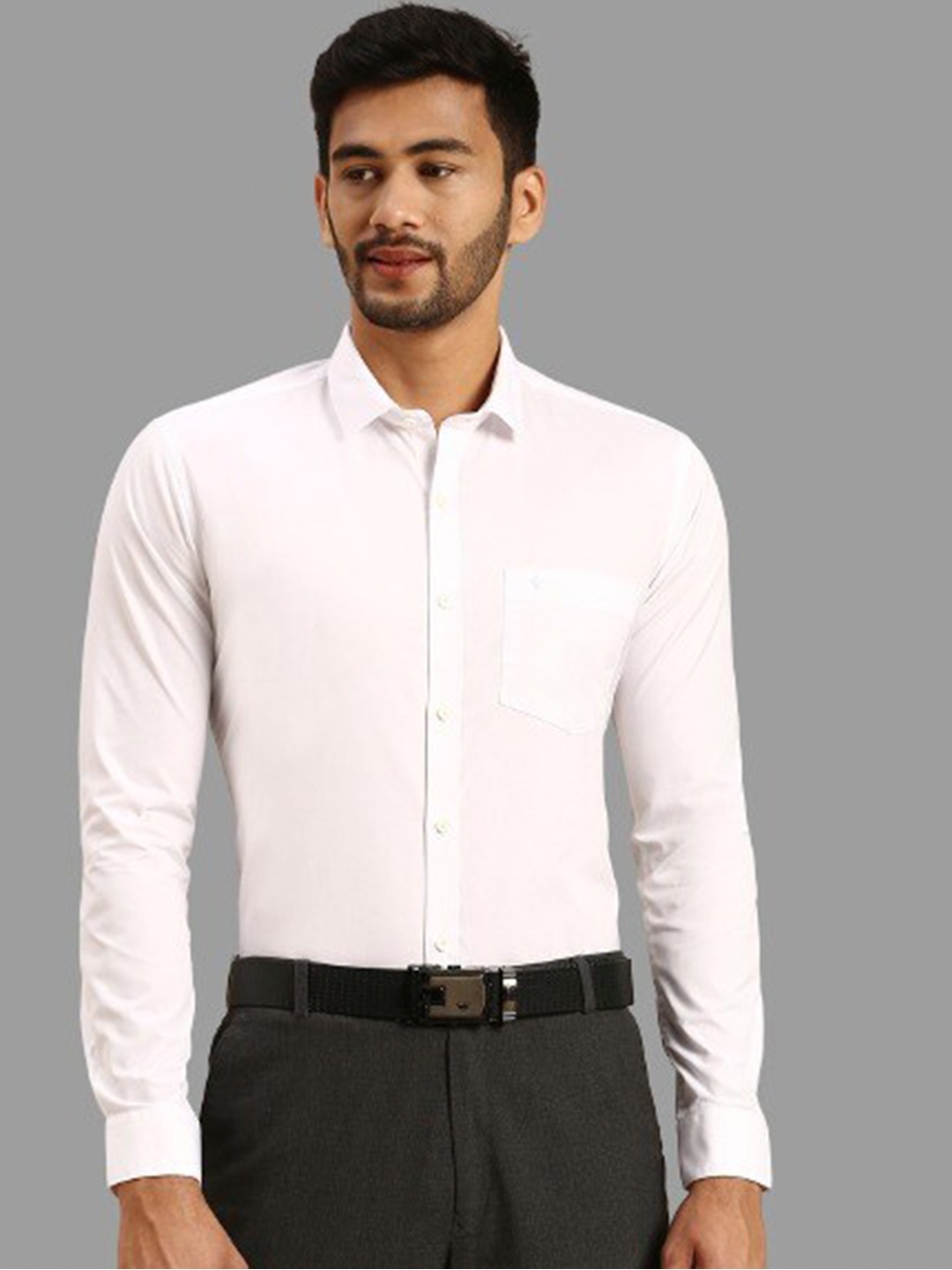 

Ramraj Spread Collar Long Sleeves Pure Cotton Formal Shirt, White