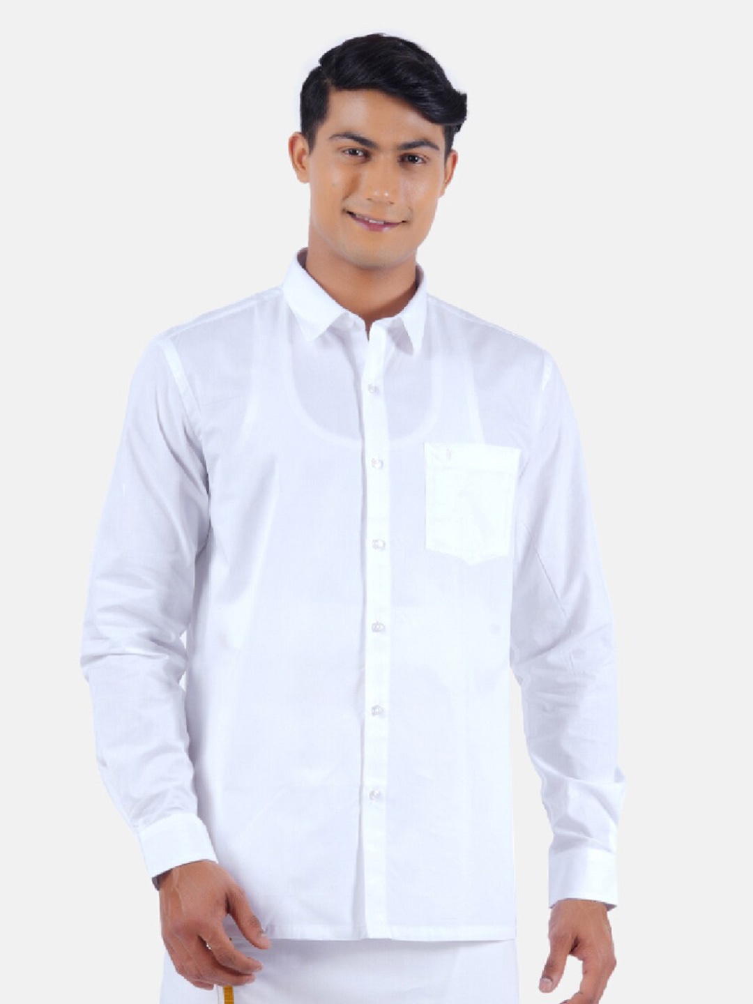 

Ramraj Spread Collar Opaque Pure Cotton Casual Shirt, White