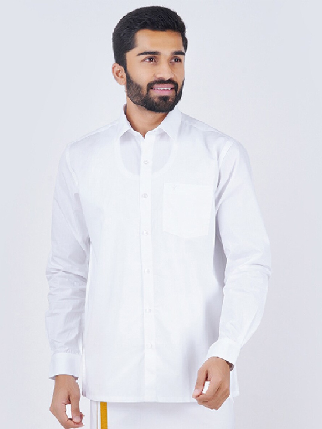 

Ramraj Spread Collar Pure Cotton Casual Shirt, White