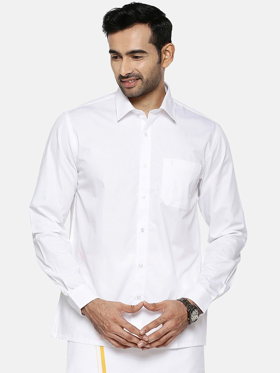 

Ramraj Spread Collar Regular Fit Cotton Casual Shirt, White