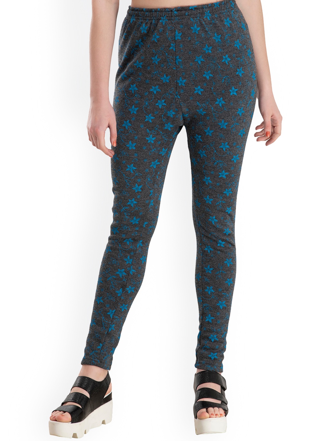 

IndiWeaves Printed Woollen Warm Leggings, Grey