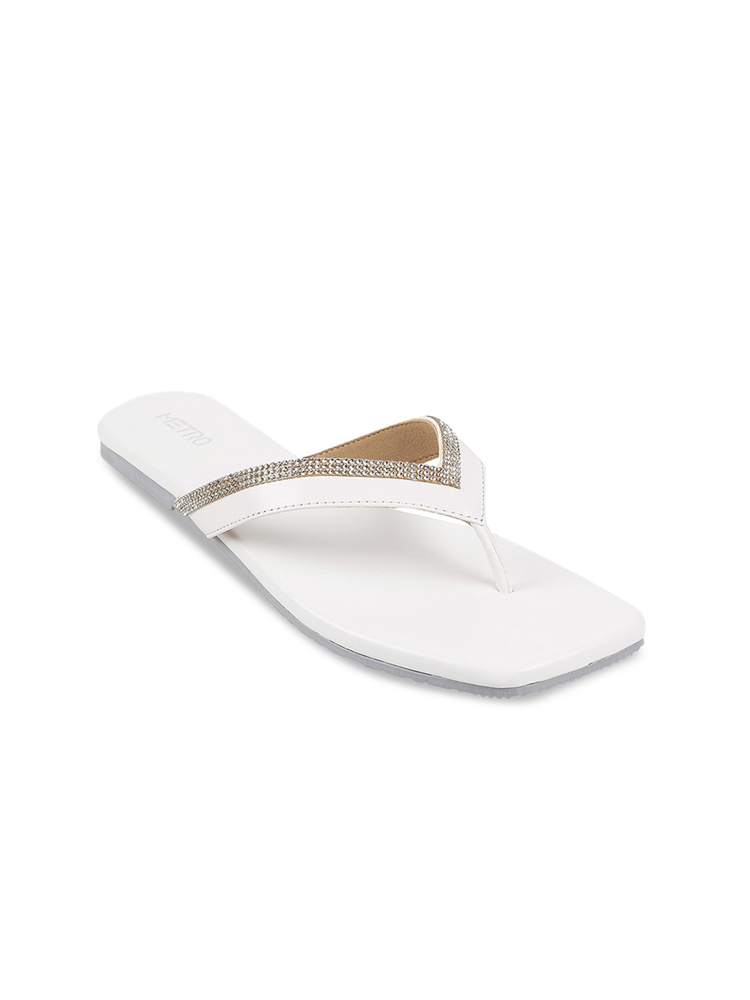 

Metro Embellished Open Toe Flats, White