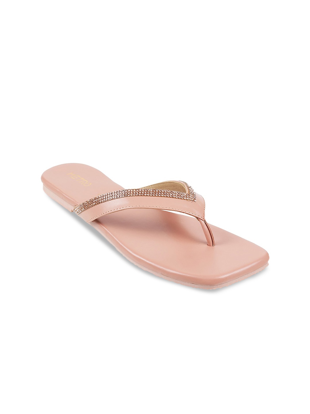 

Metro Embellished Open Toe Flats, Peach