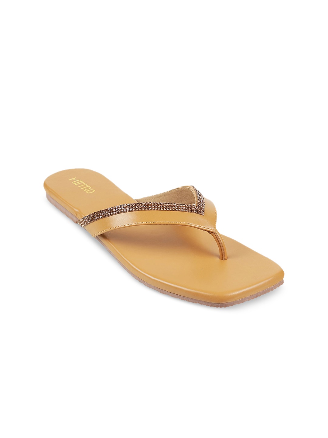 

Metro Embellished Open Toe Flats, Beige
