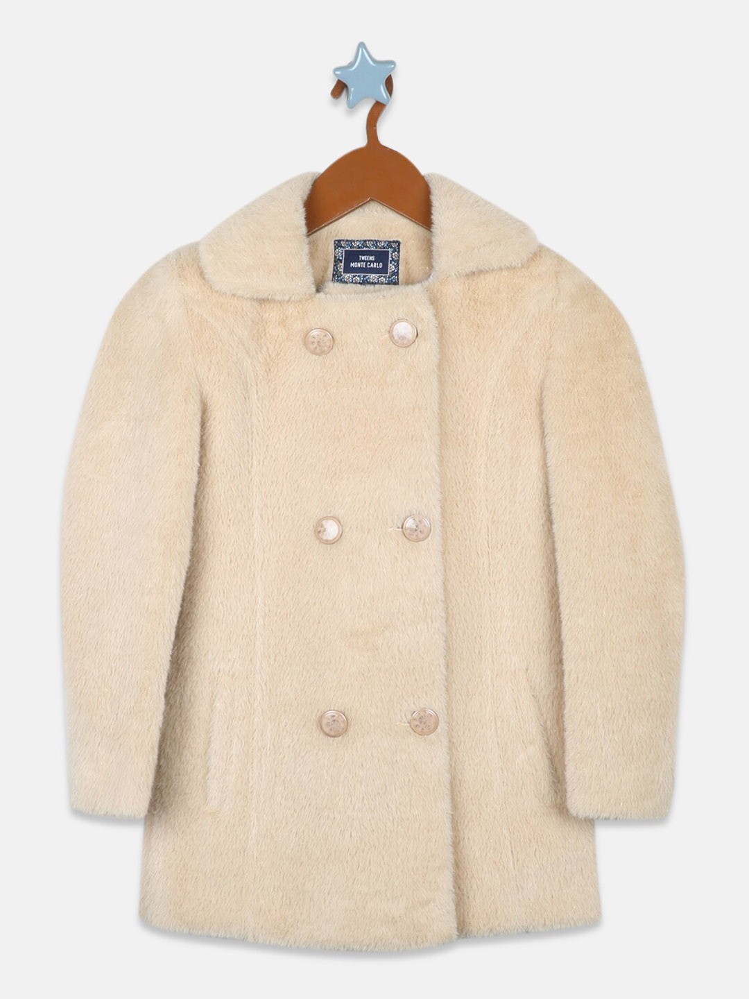 

Monte Carlo Girls Double-Breasted Pea Coat, Tan