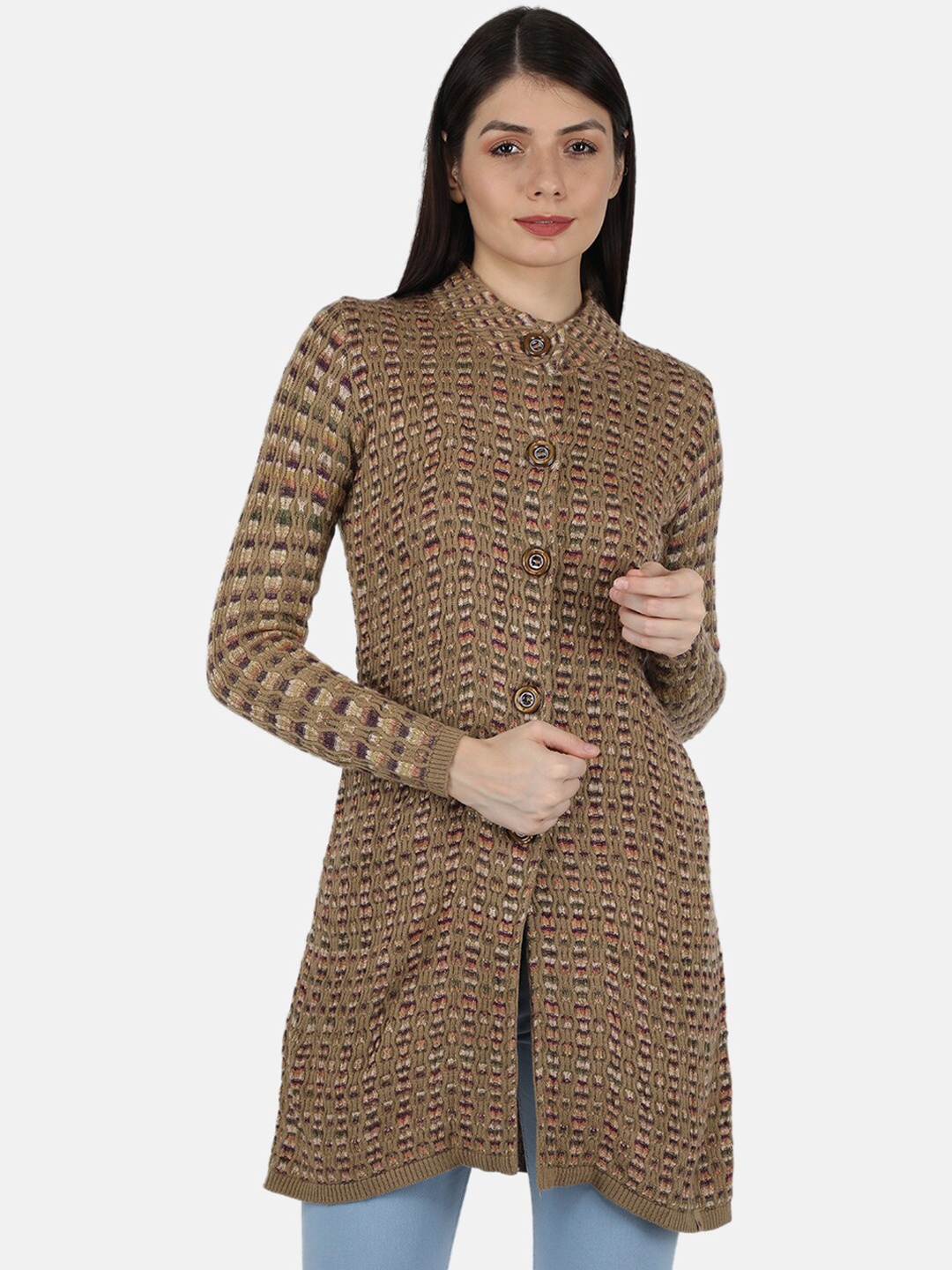 

Monte Carlo Self Design Single-Breasted Overcoat, Tan
