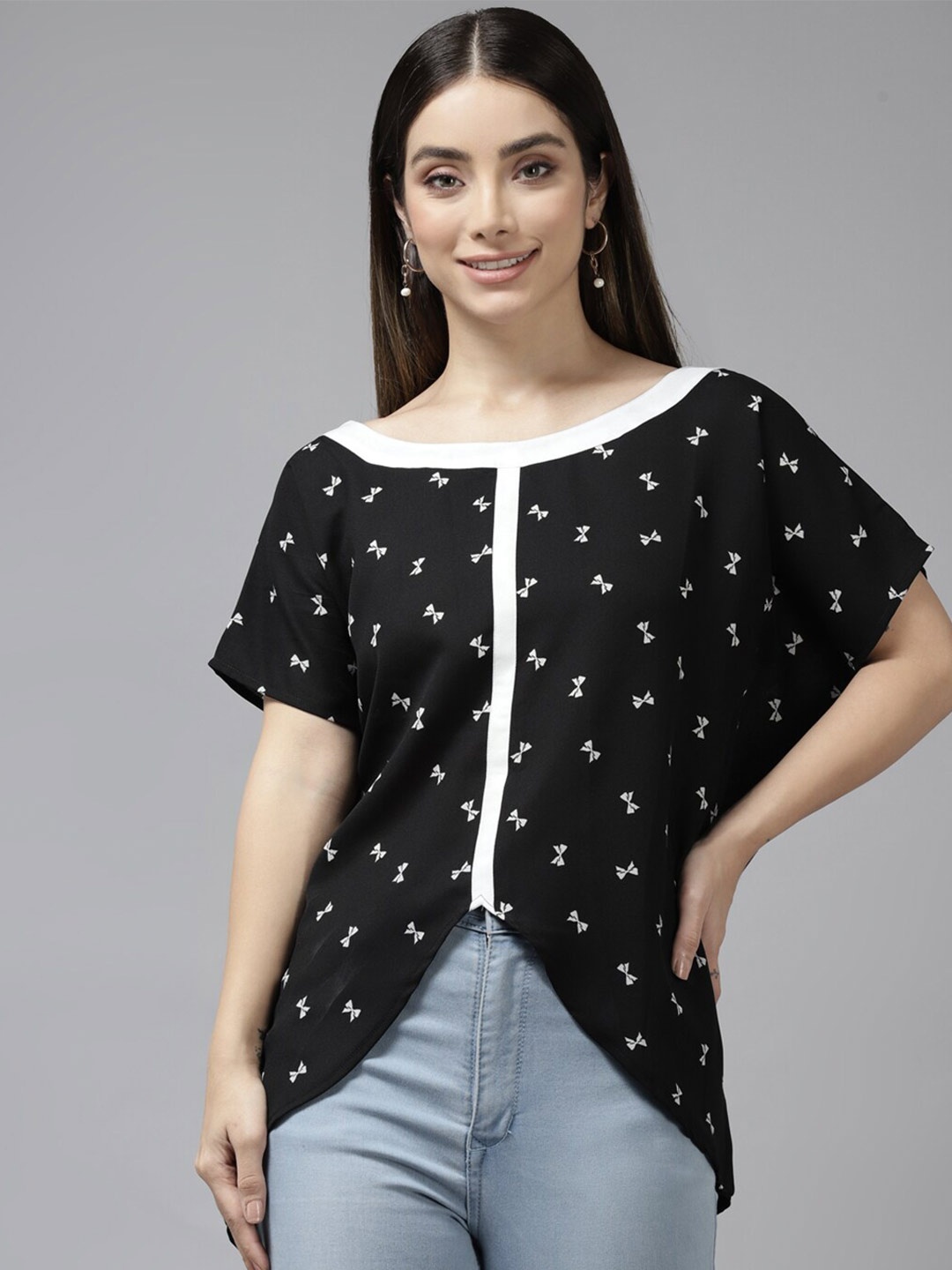 

BAESD Conversational Printed Top, Black