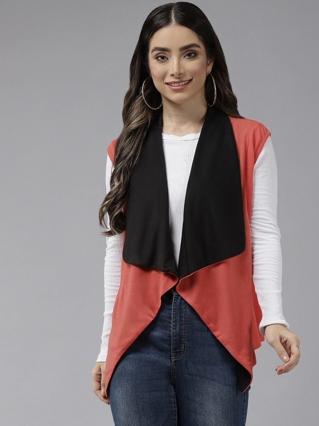 

BAESD Sleeveless Open Front Shrug, Orange