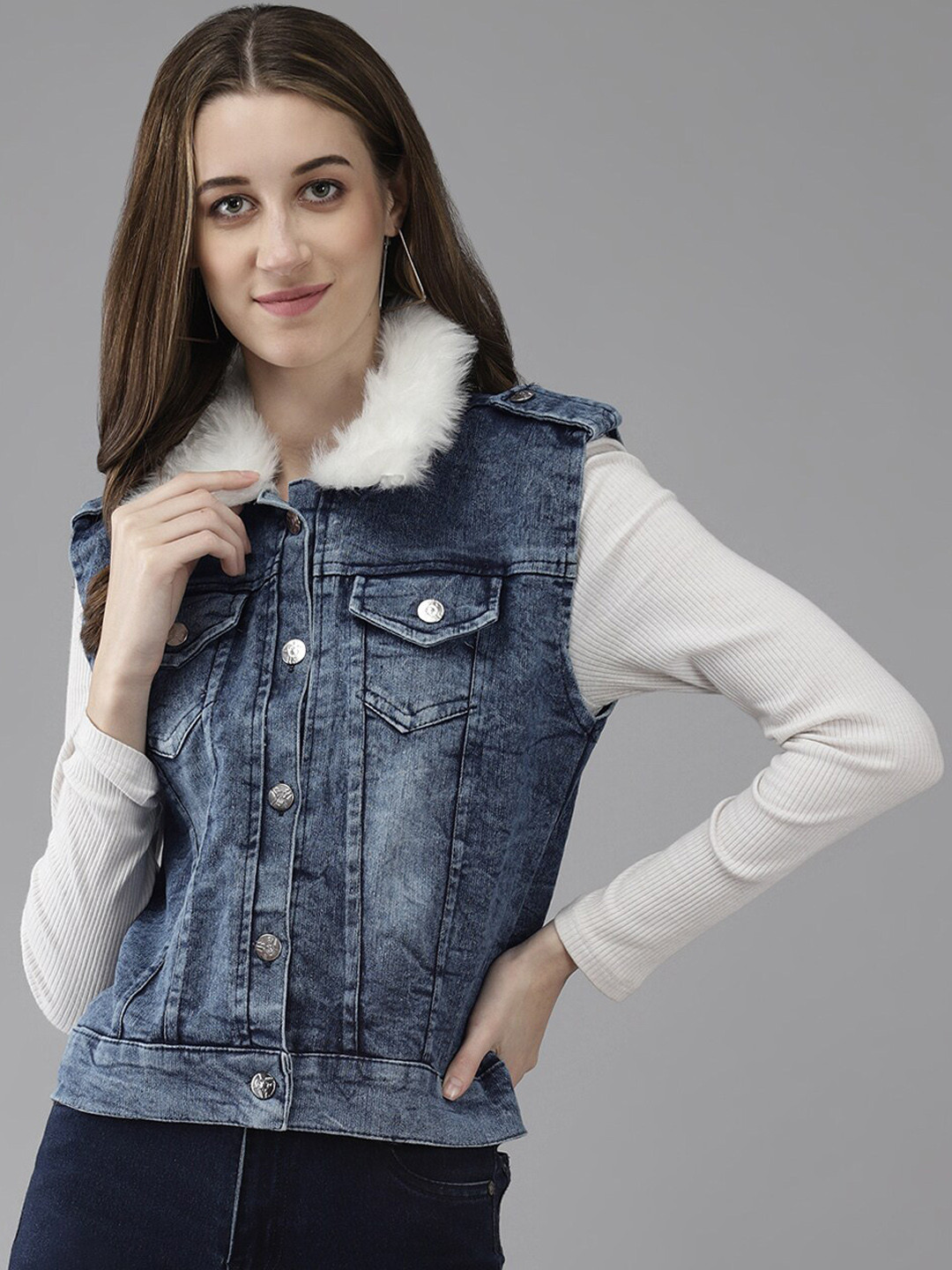 

BAESD Washed Cotton Denim Jacket, Blue