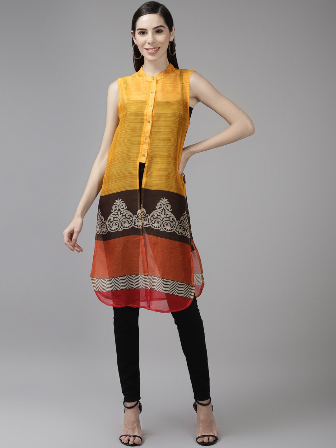 

BAESD Colourblocked Longline Shrug, Yellow
