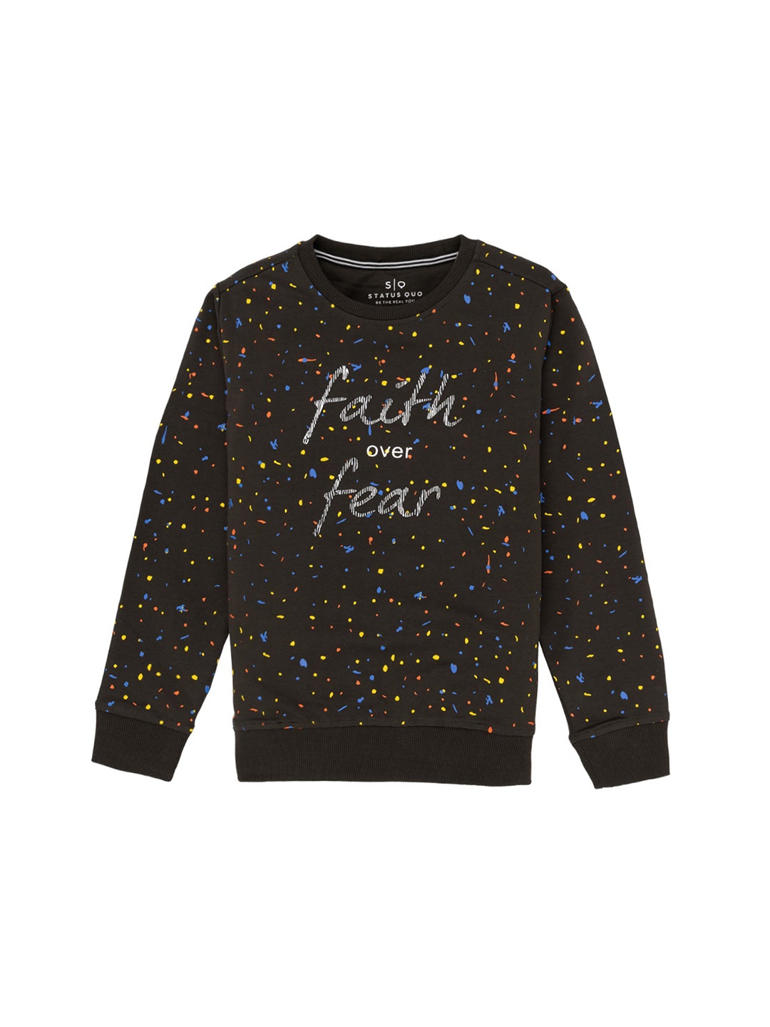 

Status Quo Boys Abstract Printed Cotton Sweatshirt, Olive