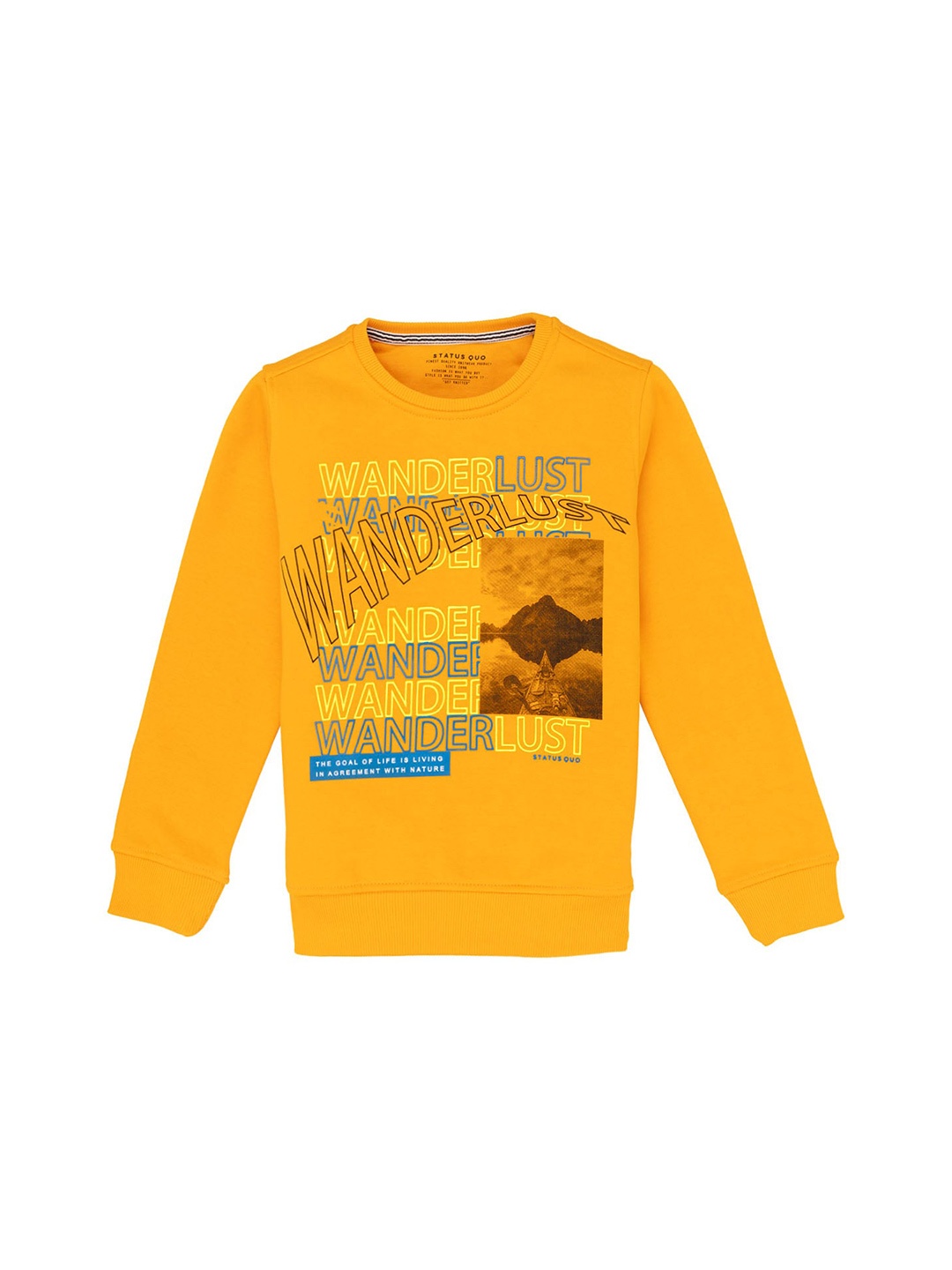 

Status Quo Boys Typography Printed Cotton Sweatshirt, Yellow