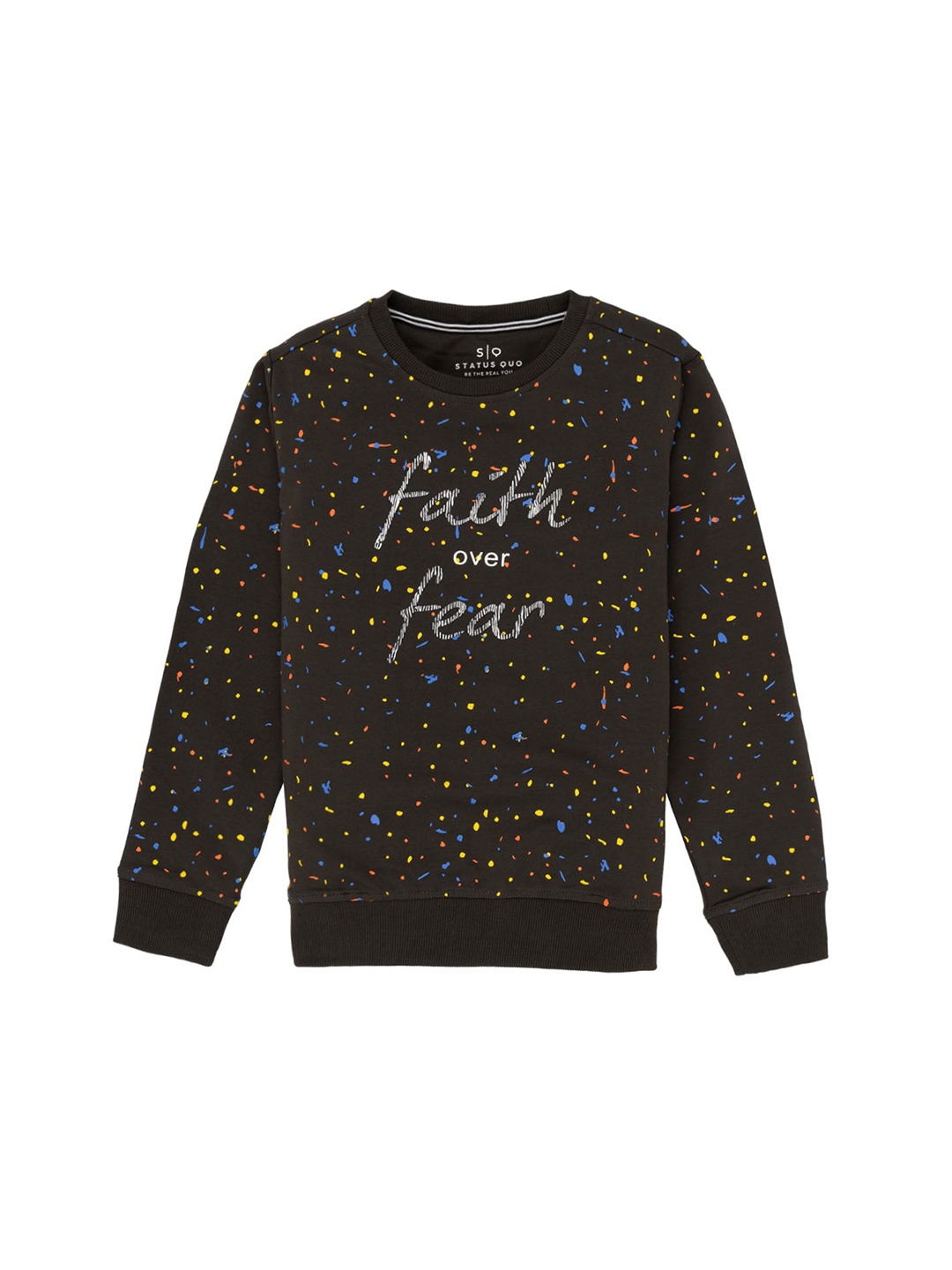 

Status Quo Boys Typography Printed Cotton Sweatshirt, Olive